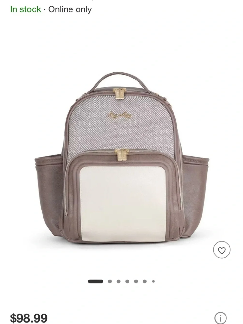 Light Brown and Cream Backpack with Gold Hardware